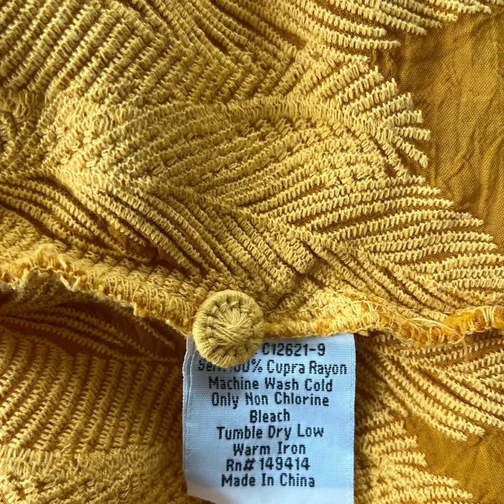 NWT Johnny Was Lara Georgette Feather Embroidered Mustard Yellow Scalloped Hem - Picture 9 of 9